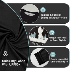 Palmyth Mens Fishing Shirts Long Sleeve Sun Protection Shirts UPF 50+ Rash Gu…