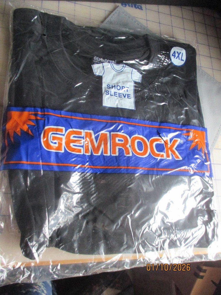GEMROCK T-SHIRT-BLACK-CREW NECK-MEN-4XL-Style #500
