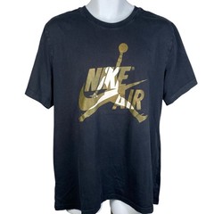 Nike Air Jordan Gold Jumpman Logo T Shirt Mens XL 100% Cotton Short Sleeve