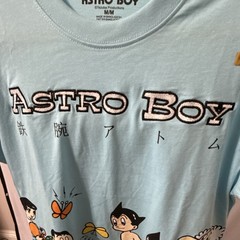 Astro Boy Flower Embroidered Light Blue Short Sleeve T-Shirt M