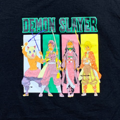 Demon Slayer Mens Suna Platinum Graphic T-Shirt Black Short Sleeve Crew Neck XL