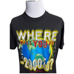 Vintage Where Will You Be in 2000 AD T-Shirt Men’s XL Black Las Vegas Made USA