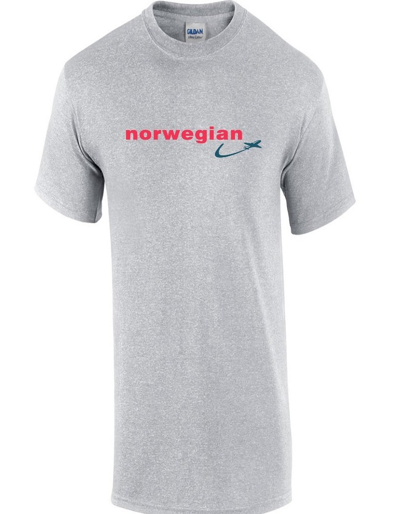 Norwegian Air Red Blue Logo European Airline Aviation Sport Gray Cotton T-Shirt