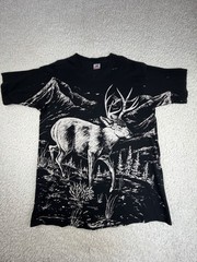 Art Unlimited Vintage Single Stitch Deer All Over Print T-Shirt Size L 1995