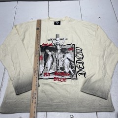 Dedluv Studio Ivory Save Us Long Sleeve Distressed Thermal T Shirt Mens Size L