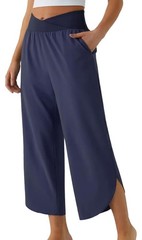 Wide Leg Pants for Women Crossover High Waisted Casual Yoga Pant Side Pockets…