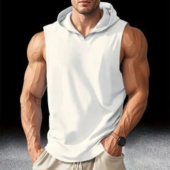 Mens Hooded Tank Top Sleeveless Gym Workout Running Muscle Shirt Vest