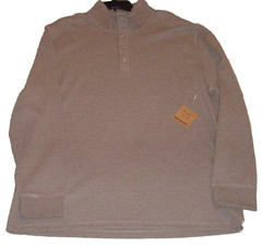 Eddie Bauer Waffle Henley Pullover Mens 2XL Brown 1/4 Button Long Sleeve NWT $65