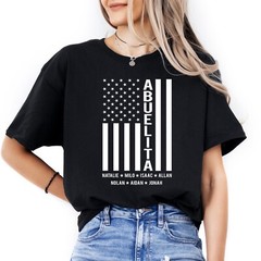 Personalized US flag Abuelita T-shirt with Kids Names Custom Mothers Day Gifts