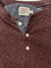 Faherty Brand Mens XL Long Sleeve Henley Shirt Marled Brown Casual Coastal