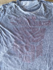Transformers Men’s T-Shirt Size MEDIUM Gray Wash Hasbro Autobot Symbol