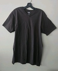 CSG Men’s Size Large Chocolate Cotton Short Sleeve V Neck Basic Tee