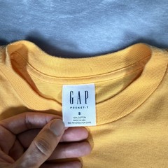 Vintage GAP Pocket T Shirt Mens S Loose Fit Made In USA Faded Yellow 90s