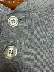 Vintage 90s Ribbed Knit Henley Shirt Men XL Boxy Minimal Outdoors Gray Stretchy