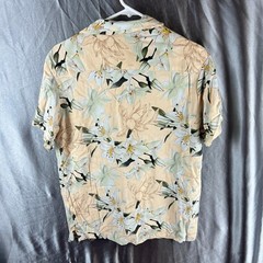 Denim & Flower Ricky Singh Men’s Large Floral Button Front Camp Shirt Beige