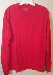 Champion Authentic Athleticwear Men’s Red Solid Logo Long Sleeve Crewneck Tee M