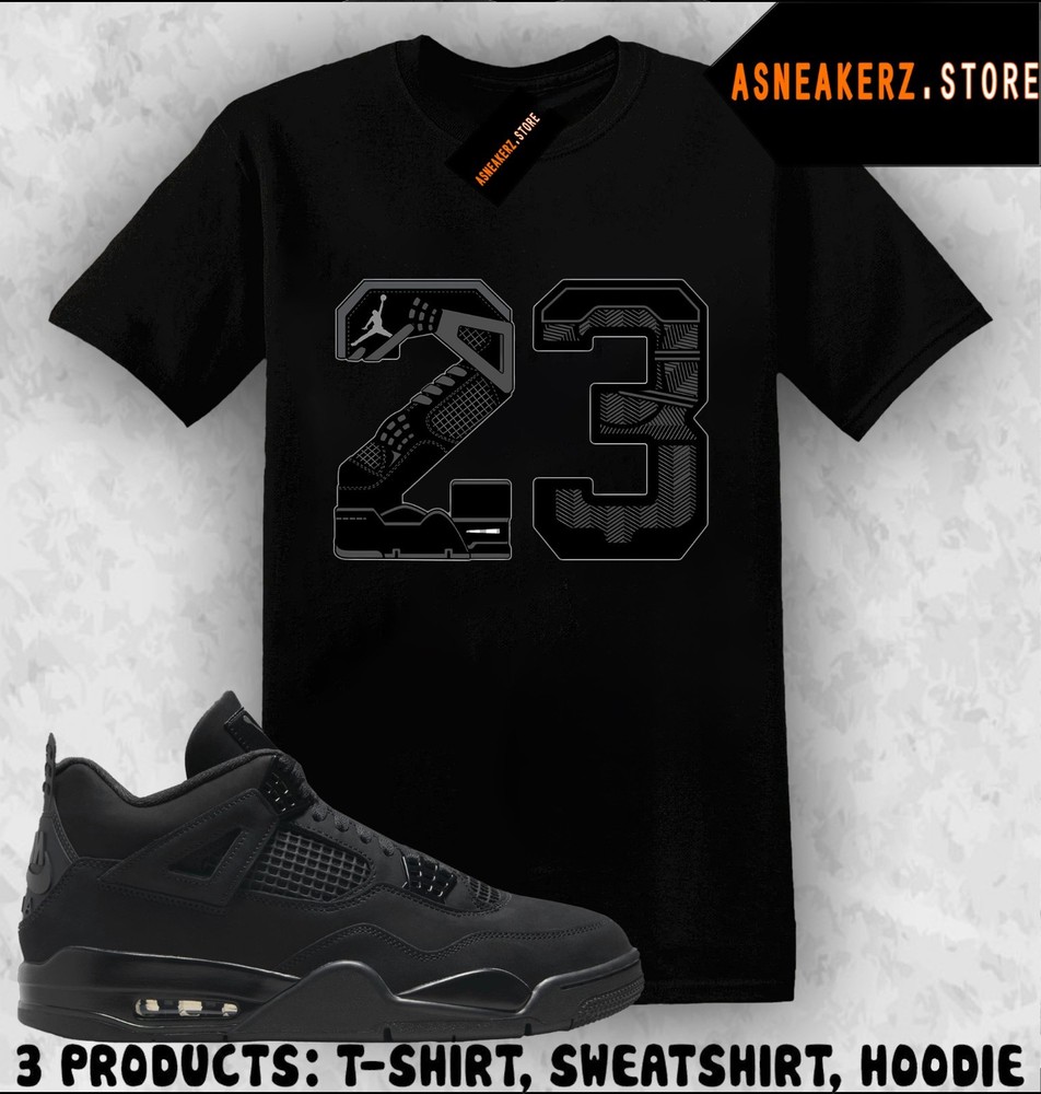 Tee Shirt Matching AJ 4 Black Cat 2025 To Match Sneaker Retro Number 23 T-Shirt