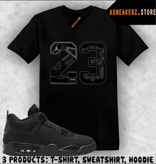 Tee Shirt Matching AJ 4 Black Cat 2025 To Match Sneaker Retro Number 23 T-Shirt