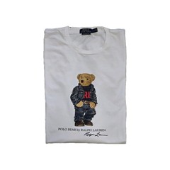 Polo Ralph Lauren Classic Fit Polo Bear Denim Crewneck Jersey T-Shirt White
