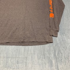 Carhartt Shirt Mens Large Gray Ribbed Knit Graphic Logo Loose Fit Heavyweight