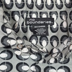 No boundaries Short Sleeve Shirt Button Up Black/white Geometric Pattern Cotton