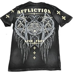AFFLICTION Black ROYALE Short Sleeve Slim Fit Y2K T-shirt MMA Elite NWT