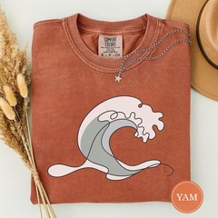Ocean Wave Beach Line Art Minimalist Coastal Marine Comfort Tee