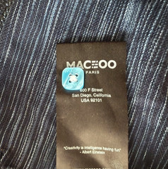 Maceoo Paris USA Shirt Men 6 / 2XL Navy V Neck Flip Cuff Long Sleeve