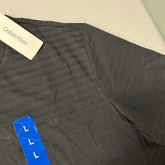 Calvin Klein Mens T-Shirt BLACK Shadow Stripe Short Sleeve LARGE 100% Cotton NWT