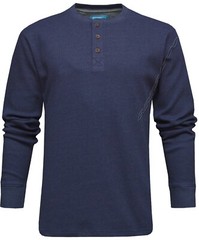 Mens Henley Jumper Top Plain Grandad Neck Waffle Knit T-shirt M-3XL by Beebizco