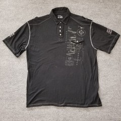 Vertical Sport US7 Men Shirt 5XL Black Graphic Short Sleeve V Neck 1/4 Button *
