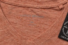 Lucky Brand Men’s T Shirt V Neck Short Sleeve Orange Linen Blend Size 2XL NEW