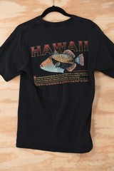 Vintage Hawaii Trigger Fish Black T-Shirt Mens S-M Humuhumunukunukuapuaa