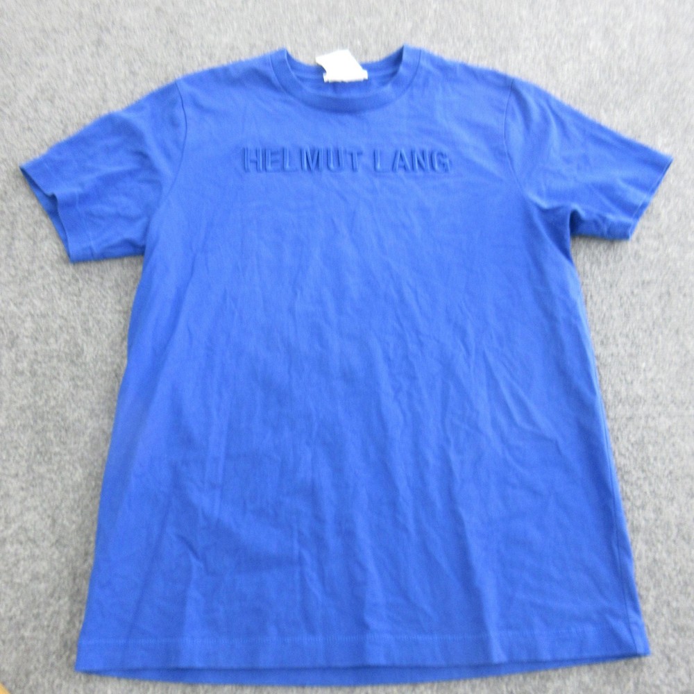 Helmut Lang Shirt Mens Large Blue Short Sleeve Crewneck Logo Tee Casual Top