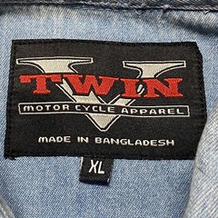 V TWIN Motorcycle Apparel Biker Mens Denim Shirt Size XL Sleeveless Pockets