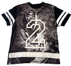 Maxi Milian Tupac Shakur Mens T-Shirt Sz L Black All Over Print Short Sleeve