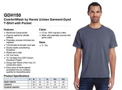 Hanes Mens ComfortWash 100% Cotton Garment-Dyed Pocket T-Shirt GDH150