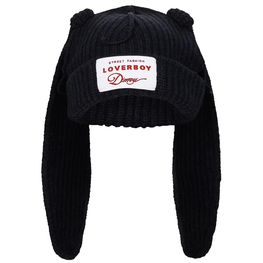 Bunny Ears Hat Beanie with Ears Long Ears Grunge Hat Winter Cap Warm Knit Rab…