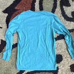 Supreme Logo Cotton Knit Crew Neck Long Sleeve T-Shirt Cyan Men’s Size M