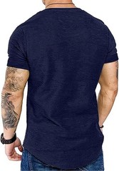 Men’s Elastic Slim Fit Crew-Neck T-Shirt Casual Solid Short Sleeve Tee Navy 2XL