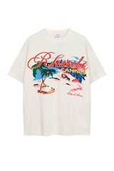 RHUDE Summer Coconut Beach Resort Style Retro Short sleeved T-shirt White