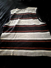 MATSUDA VINTAGE KNIT TOP BLACK MULTICOLOR STRPES CREW SLEVELESS CH 40″