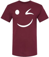 Winking Smiley Face Printed T-Shirt Funny Cute Wink Smiley Graphic Tee