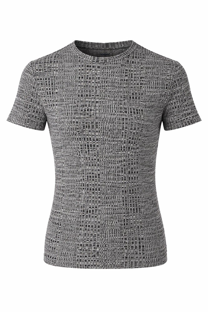 River Island Textured T-Shirt – Black & White Pattern – Size S