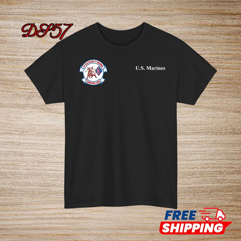 3rd Battalion 1st Marine Regiment USMC Small Logo T-Shirt S to 5XL Made In USA