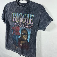 Notorious Big Biggie Smalls Graphic Print T Shirt Men Size M Acid Wash Rap Tee