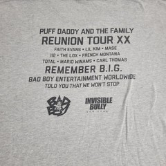 Bad Boy Family Reunion Tour Shirt Mens 2XL Gray Puff Daddy Rap Concert Hip Hop