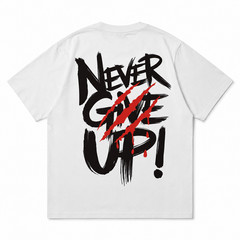 Men’s Never Give Up Graphic T-Shirt Casual Crew Neck Short Sleeve Tee