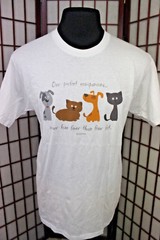 Colette Perfect Companions T Shirt Size Large White Dogs Cats Animals Pets