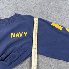 Soffe Vintage Navy Logo Long Sleeve T-Shirt Fits Men’s Size Large Blue Yellow